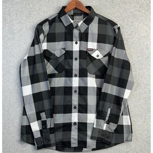 Dixxon Flannel Company Finish Line Black Gray Plaid Long Sleeve Shirt Men's XL